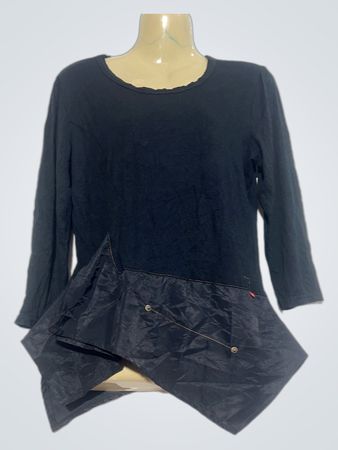 Schwarze asymmetrische Tunika-Bluse