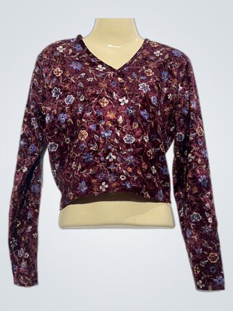 Plmkie Floral Langarm-Bauchfreies Top