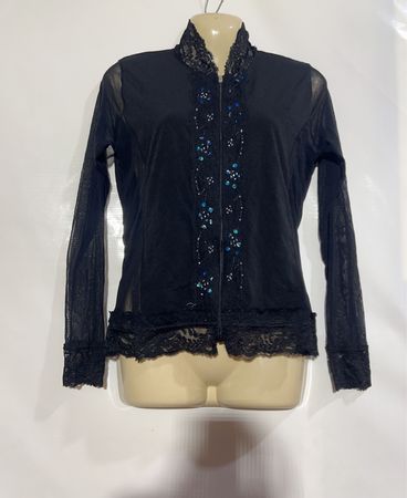 Vie Nocturne Black Spitzen-Oberteil mit transparenter Tüllverzierung