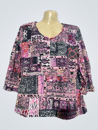 Leme Patchwork Print Tunika-Oberteil