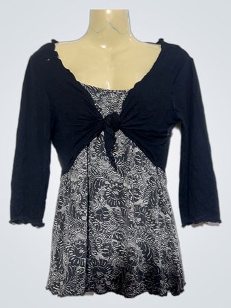 Fiorella di Verdi schwarz-weiß gemustertes Kleid mit Cardigan