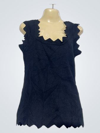 MOOCCI PARIS schwarzes ärmelloses Stricktop mit geschwungener Halslinie