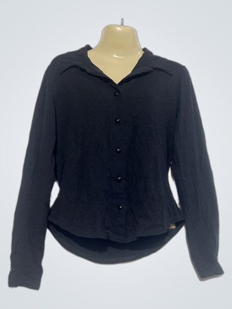 XOVE Schwarzes Hemd mit langen Ärmeln und Knopfleiste