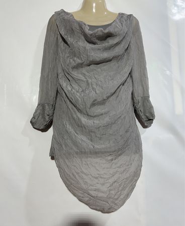 Cache Cache Grey Sheer Hooded Tunic Top