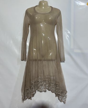 Spitzenkleid mit transparentem Spitzenbesatz