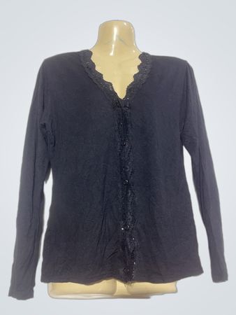 Chic Fille Paris Schwarzes Langarmoberteil