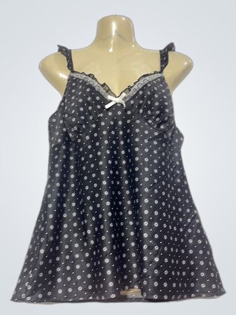 Tout Simplement Black and White Floral Print Nightgown