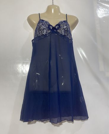 Blanche Porte Marineblaues durchsichtiges Babydoll-Dessous