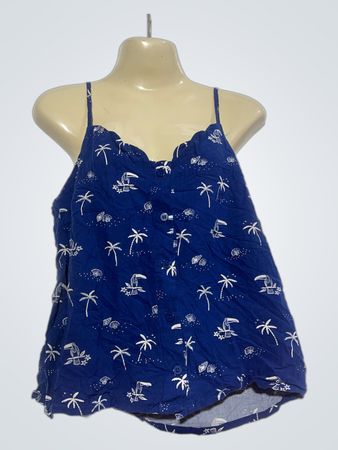 Blaues Camisole-Top mit tropischem Muster
