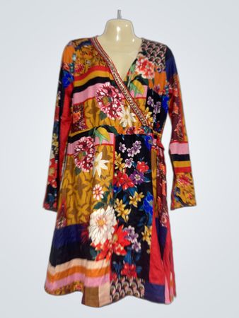 101 IDEES Patchwork Floral Wickelkleid