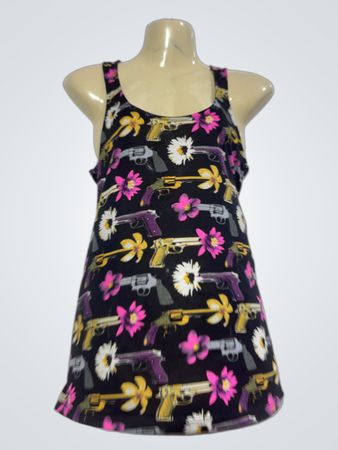 Undiz Damen-Top mit Blumen- und Waffenprint