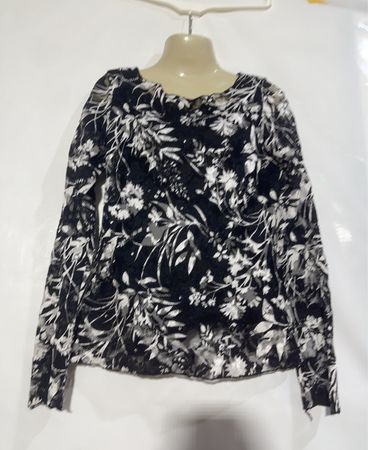 VERA FINZZI PARIS Schwarze transparente Bluse mit Blumenmuster und langen Ärmeln