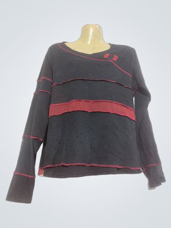 MIKAVA Schwarz-Rotes Langarm-Oberteil