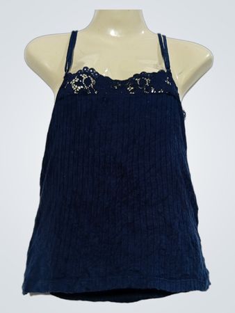 Undiz Marineblaues Spitzenträger-Top