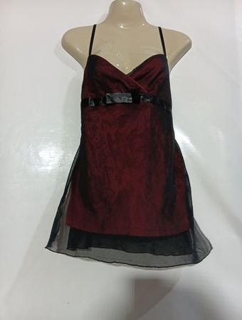 Jenifer Rot-Schwarz Transparentes Minikleid