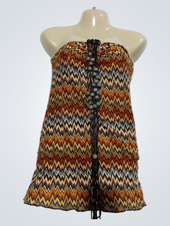 Morgan trägerloses Kleid mit Zickzackmuster