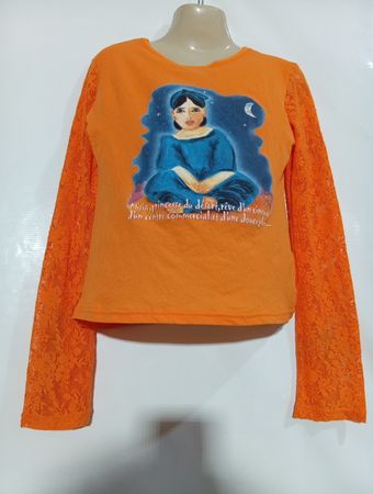 Misia Paris Orange Langärmeliges Spitzenoberteil