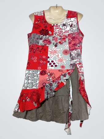 Patchwork-Blumenmusterkleid