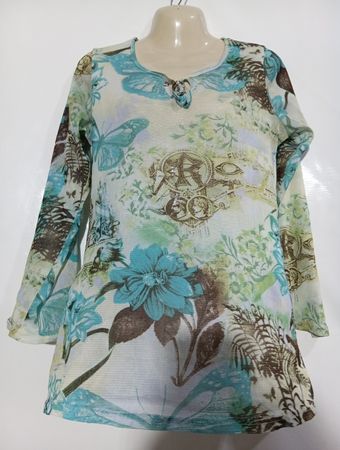 Ligne Maternité Damen Tunika mit transparentem Schmetterlings- und Blumenmuster
