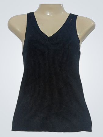 Bershka Schwarzes Rippstrick-Tanktop