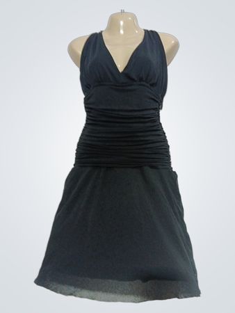 Schwarzes Neckholder-Kleid mit Raffung