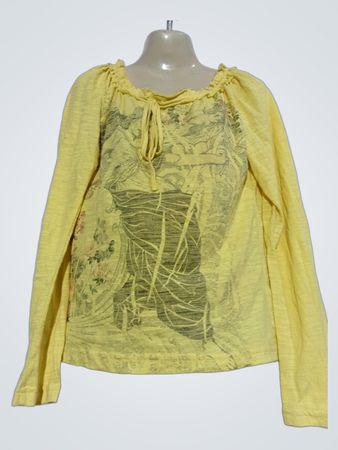 TEXTO Gelbes Grafik-Langarmshirt