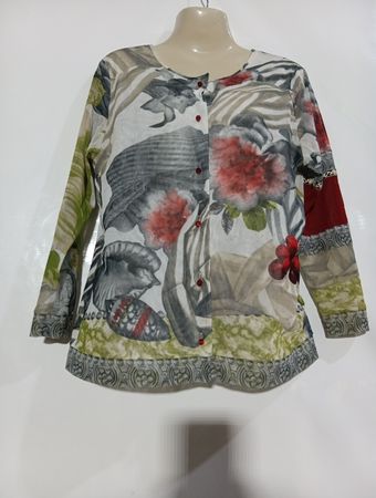 Bleu Blanc Rouge Floral-Print Hemd mit Knopfleiste
