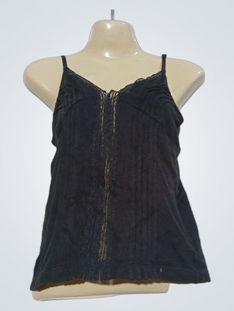 mode express schwarzes Spitzenbesatz-Camisole
