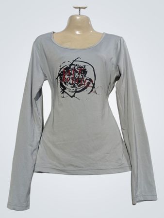 SCENC Langärmeliges graues T-Shirt