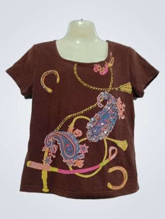 NEWSTONE Braun Paisley-Muster T-Shirt