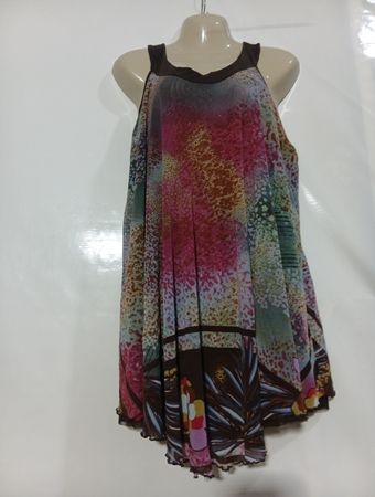 SYM Damen Mehrfarbiges Bedrucktes Kleid