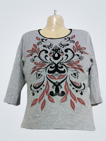 Armand Thierry graues T-Shirt mit Blumenprint