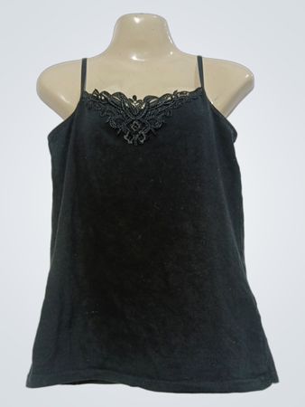 Schwarzes Camisole mit Spitzenbesatz
