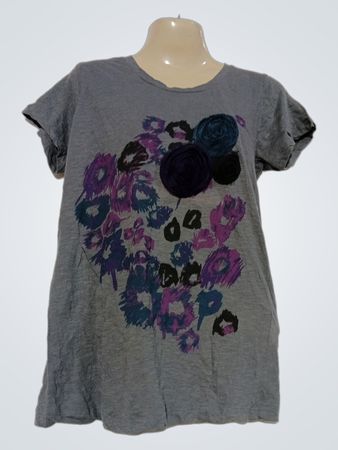 Grau T-Shirt mit Blumenmuster