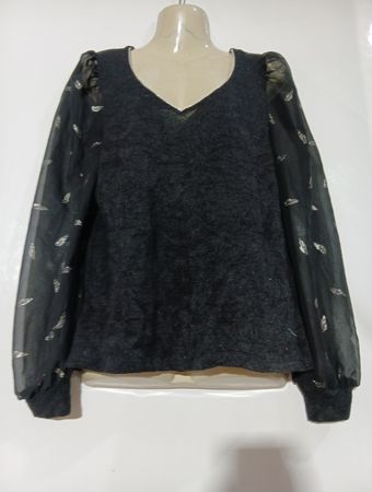 Cache Cache Sheer Sleeve Top