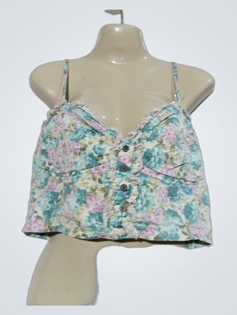 TRF-Kollektion Blumendruck Cropped-Top mit Reißverschluss und Knöpfen