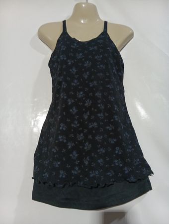 Schwarzes, floral bedrucktes, mehrlagiges Tanktop
