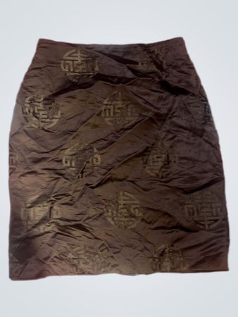 CAROLL brauner Jacquard-Midirock
