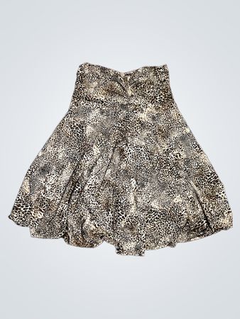 Geblümtes trägerloses Kleid mit Leopardenmuster