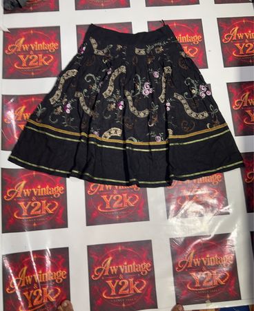 Jacqueline Riu schwarzer Rock mit Blumenmuster