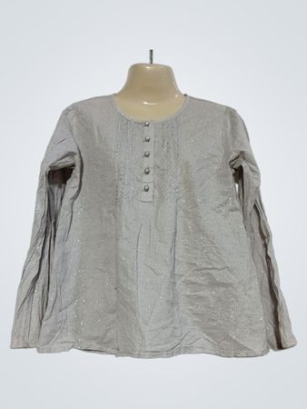 NKY Mädchen Grau Glänzende Langärmelige Bluse