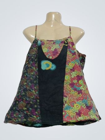 Chaitanya Damen Größe L Top mit Blumenmuster und Spaghettiträgern