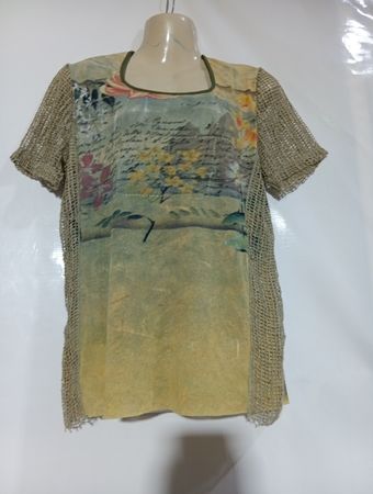 EVALINKA Women's Floral Print Mesh T-Shirt