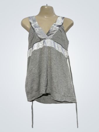 Graues Tanktop mit Satinkante