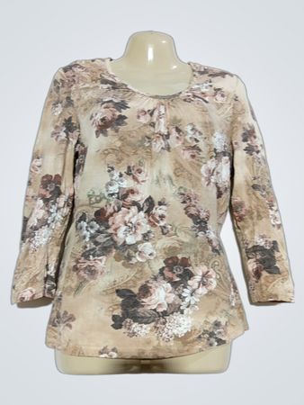 Beige Langarmoberteil mit floralem Muster