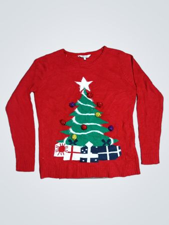 Roter Weihnachtsbaum-Pullover