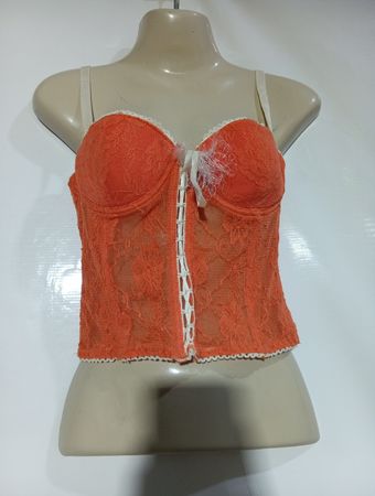Orange-Spitzenkorsett-Top