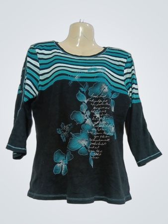 ARMAND THIERY gestreiftes Oberteil mit floralem Druck