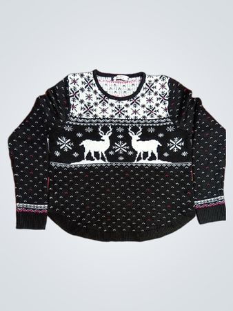 Weihnachtspullover mit Rentier- und Schneeflockenmuster
