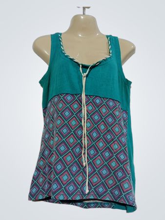 Coline Damen-Top in Türkis mit geometrischem Print